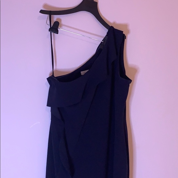 Calvin Klein Navy one shoulder gown Size 14 - Picture 2 of 7